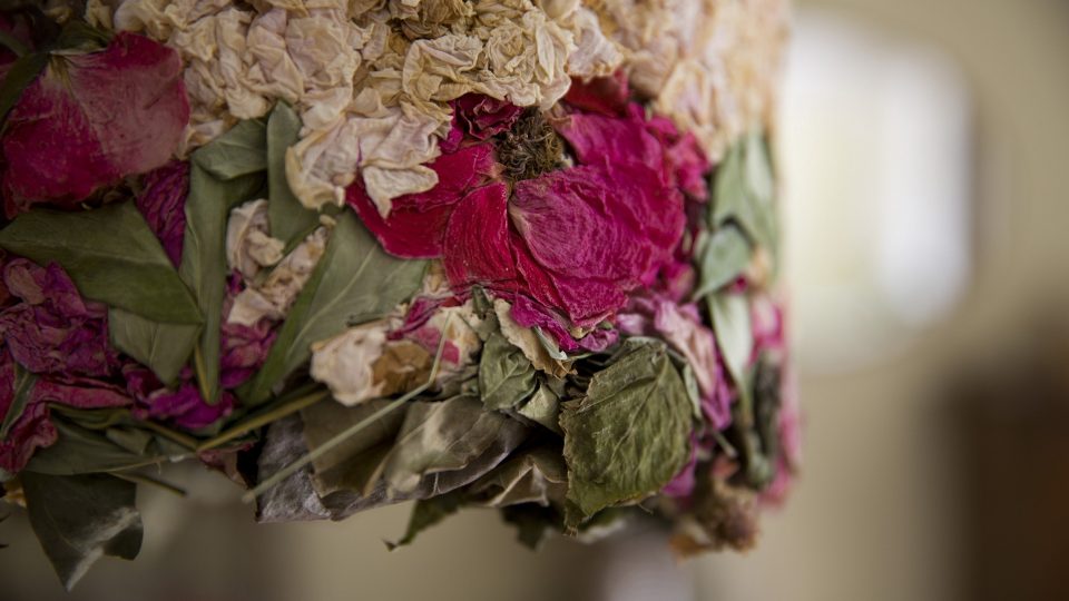 Kateřina Haderková vyrábí originální stínidla vze stlačených květin