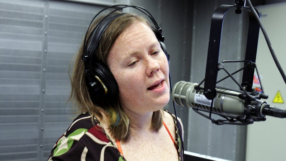 Písničkářka Kevin Blechdom ve studiu RW | foto: Stanislav Soukup Písničkářka Kevin Blechdom ve studiu RW