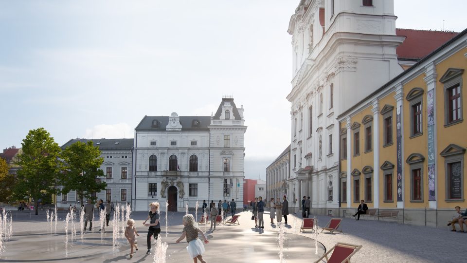 Úpravy Masarykova náměstí v Uherském Hradišti od studia Peer. 2. místo v architektonické soutěži