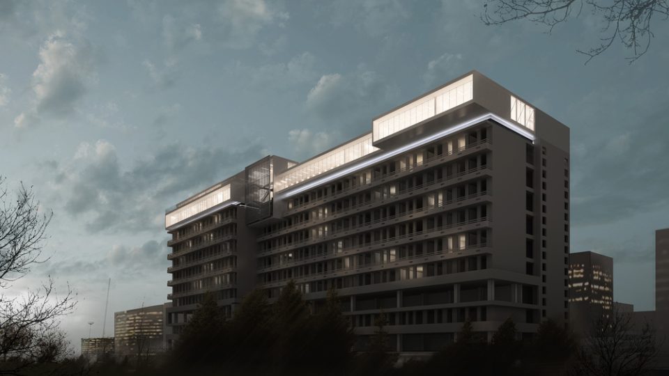 Projekt nástavby na střeše Faklutní nemocnice Plzeň („Obláček“)