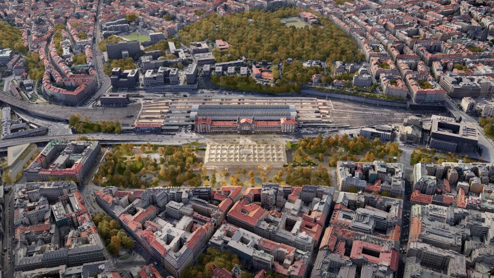 Vítězný návrh, Henning Larsen Architects – letecký pohled