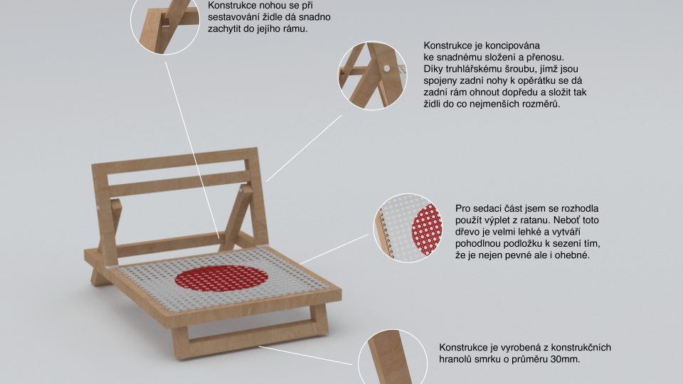 Mladá designérka Lucie Koháková  navrhla židli pro čekání ve frontě na Covid test
