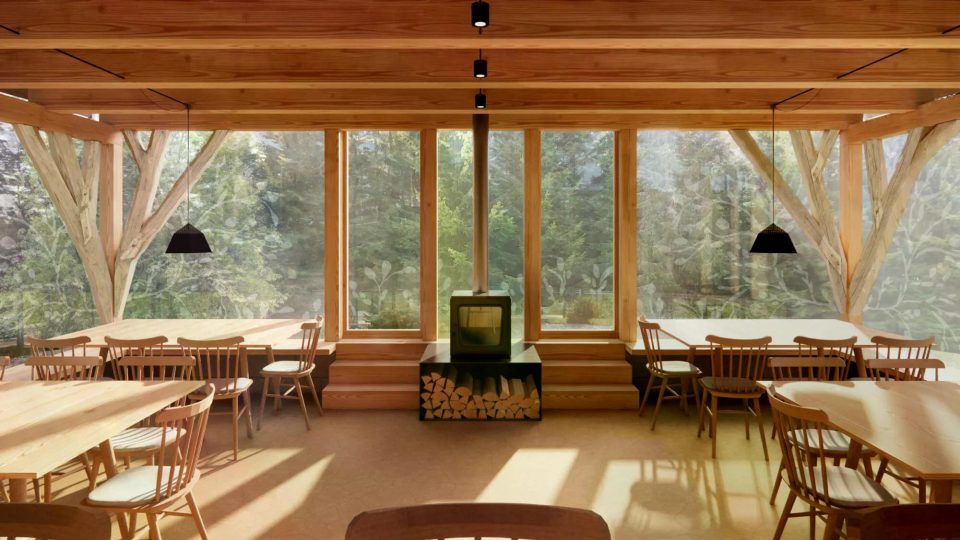 Chata Jahodina pro Ligu lesní moudrosti, vizualizace RCNKSK | foto: RCNKSK Chata Jahodina pro Ligu lesní moudrosti, vizualizace RCNKSK