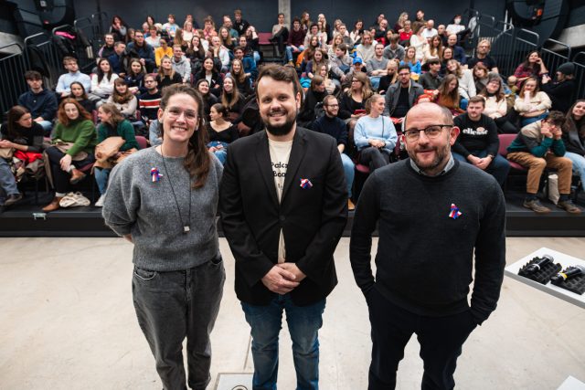 Bára Pšenicová,  Petr Bouška a Daniel Prokop na debatě podcastu Balanc | foto: Léa Decroix