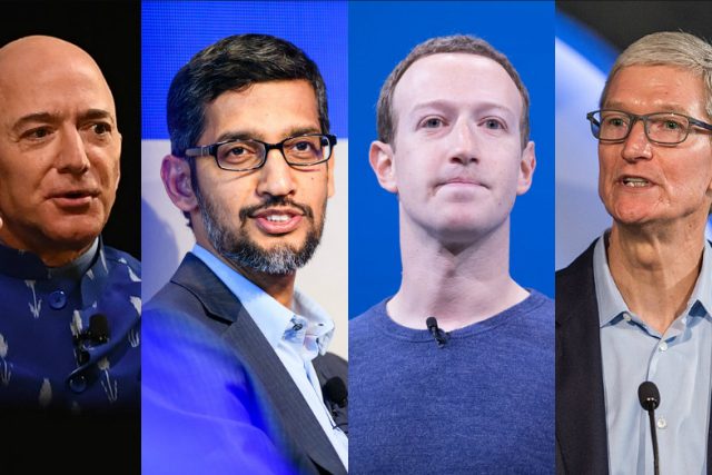 Jeff Bezos,  Sundar Pichai,  Mark Zuckerberg,  Tim Cook | foto: Radio Wave